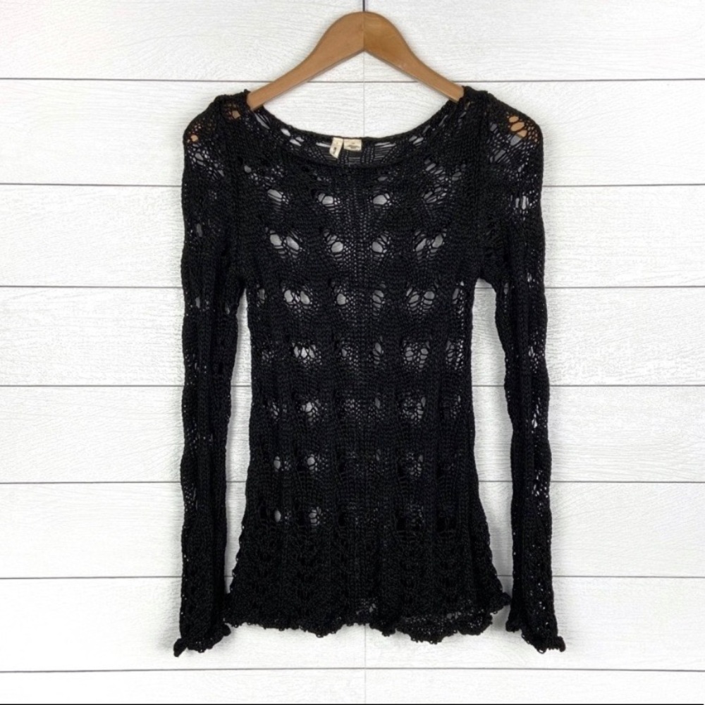 MOTH Black Open Stitch Pullover Sweater